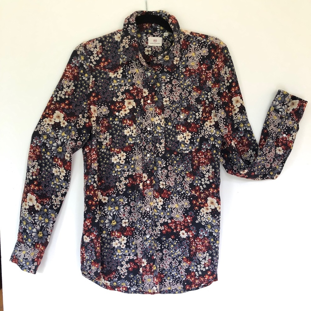 Adriano Golschmied silk blouse, western styling, M